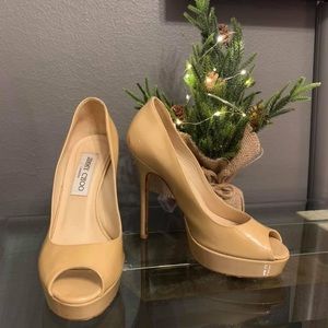 Patent Peep Toe Jimmy Choo Pumps